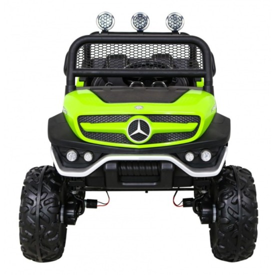 JOKO Elektrické autíčko Mercedes Benz Unimog 4x4, penové kolesá, kožené sedadlo, zelené