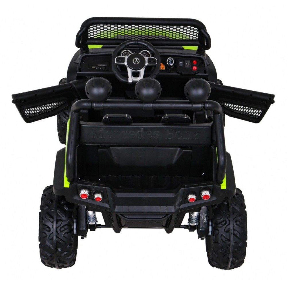 JOKO Elektrické autíčko Mercedes Benz Unimog 4x4, penové kolesá, kožené sedadlo, zelené