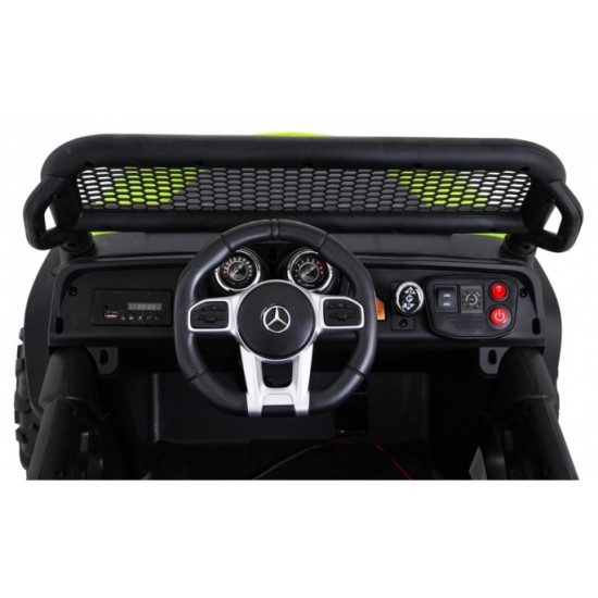 JOKO Elektrické autíčko Mercedes Benz Unimog 4x4, penové kolesá, kožené sedadlo, zelené