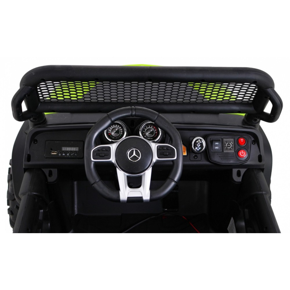 JOKO Elektrické autíčko Mercedes Benz Unimog 4x4, penové kolesá, kožené sedadlo, zelené