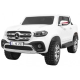 JOKO Elektrické autíčko Mercedes Benz X-Class, MP4 LCD panel, dvojmiestne, penové kolesá, kožené sedadlo, nosnosť 50kg, biele