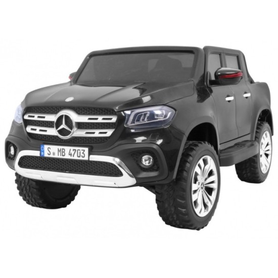 JOKO Elektrické autíčko Mercedes Benz X-Class, MP4 LCD panel, dvojmiestne, penové kolesá, kožené sedadlo, nosnosť 50kg, čierne
