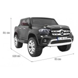 JOKO Elektrické autíčko Mercedes Benz X-Class, MP4 LCD panel, dvojmiestne, penové kolesá, kožené sedadlo, nosnosť 50kg, čierne