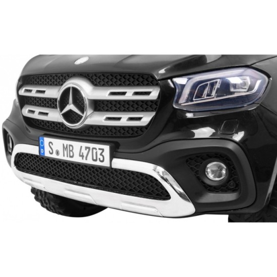 JOKO Elektrické autíčko Mercedes Benz X-Class, MP4 LCD panel, dvojmiestne, penové kolesá, kožené sedadlo, nosnosť 50kg, čierne