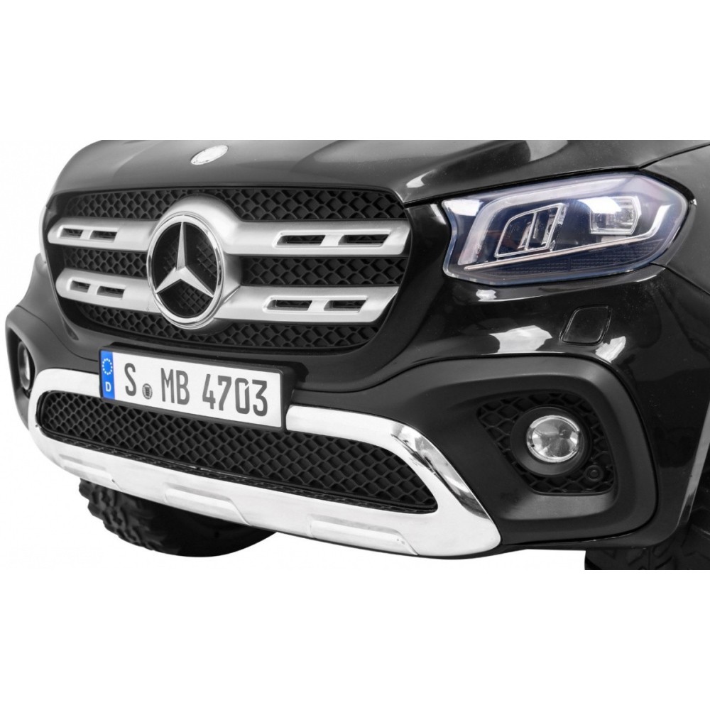 JOKO Elektrické autíčko Mercedes Benz X-Class, MP4 LCD panel, dvojmiestne, penové kolesá, kožené sedadlo, nosnosť 50kg, čierne