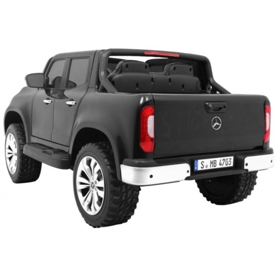 JOKO Elektrické autíčko Mercedes Benz X-Class, MP4 LCD panel, dvojmiestne, penové kolesá, kožené sedadlo, nosnosť 50kg, čierne