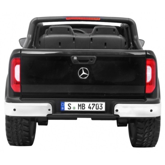 JOKO Elektrické autíčko Mercedes Benz X-Class, MP4 LCD panel, dvojmiestne, penové kolesá, kožené sedadlo, nosnosť 50kg, čierne