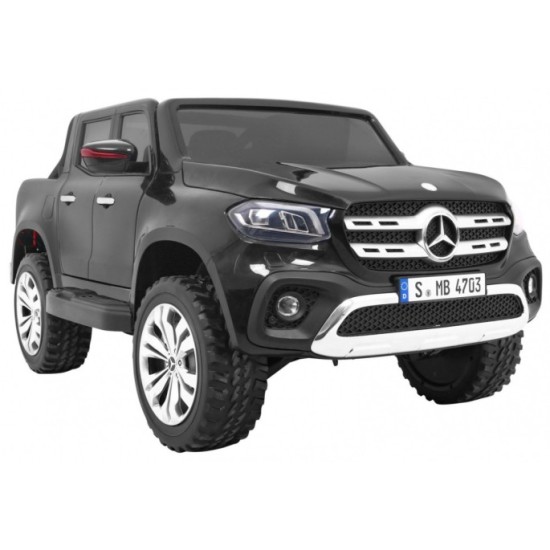 JOKO Elektrické autíčko Mercedes Benz X-Class, MP4 LCD panel, dvojmiestne, penové kolesá, kožené sedadlo, nosnosť 50kg, čierne