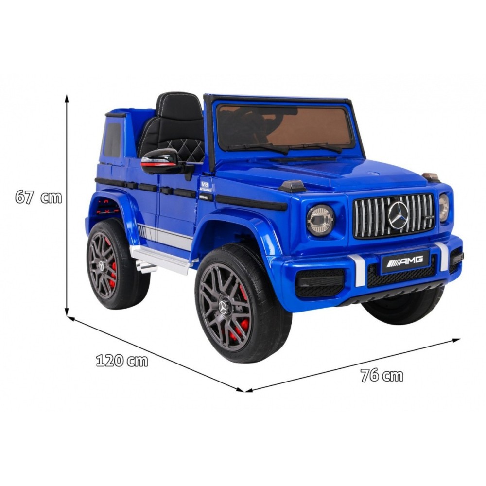 JOKO Elektrické autíčko Mercedes G63, Lakované, kožené sedadlo, penové kolesá, USB, MP3, modré