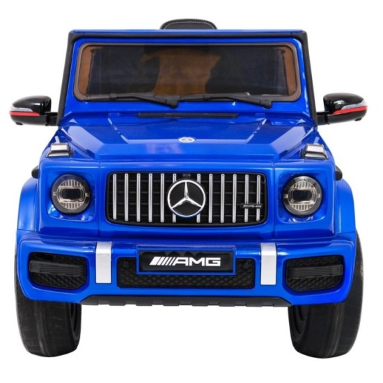 JOKO Elektrické autíčko Mercedes G63, Lakované, kožené sedadlo, penové kolesá, USB, MP3, modré