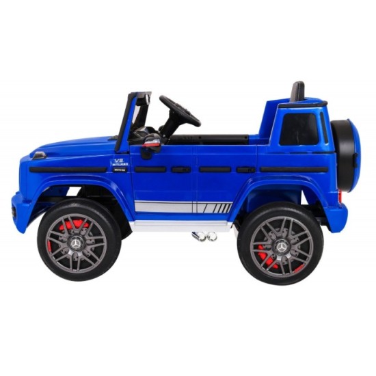 JOKO Elektrické autíčko Mercedes G63, Lakované, kožené sedadlo, penové kolesá, USB, MP3, modré