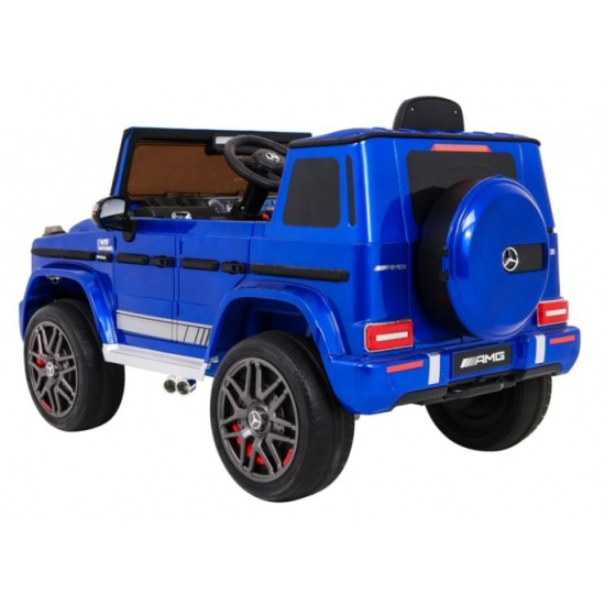 JOKO Elektrické autíčko Mercedes G63, Lakované, kožené sedadlo, penové kolesá, USB, MP3, modré