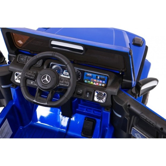 JOKO Elektrické autíčko Mercedes G63, Lakované, kožené sedadlo, penové kolesá, USB, MP3, modré