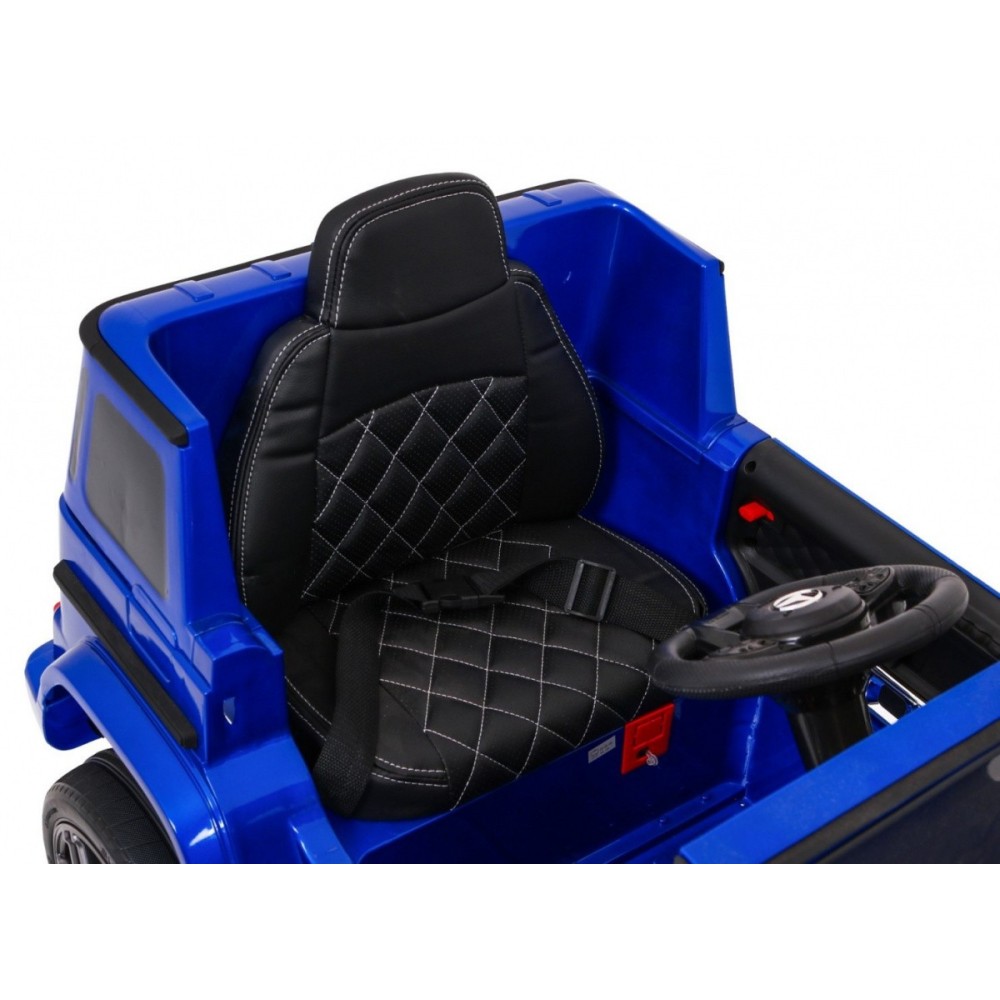 JOKO Elektrické autíčko Mercedes G63, Lakované, kožené sedadlo, penové kolesá, USB, MP3, modré