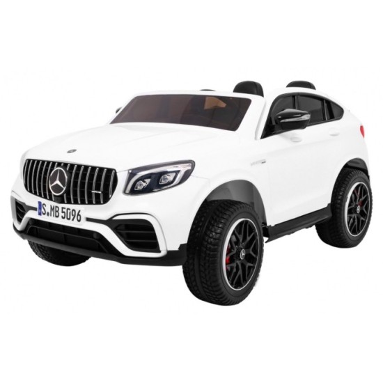 JOKO Elektrické autíčko Mercedes 4x4 GLC 63S, LCD Displej MP4, penové kolesá, kožené sedadlo, biele