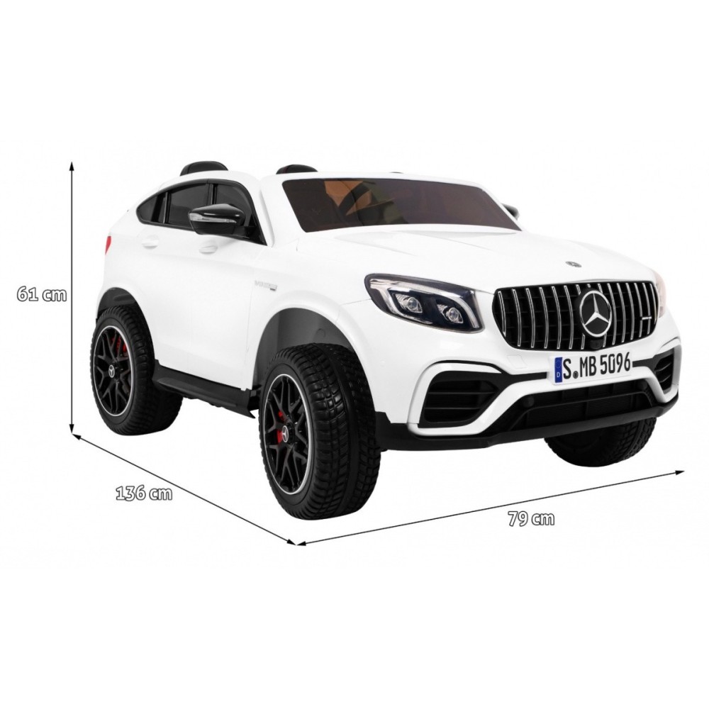JOKO Elektrické autíčko Mercedes 4x4 GLC 63S, LCD Displej MP4, penové kolesá, kožené sedadlo, biele