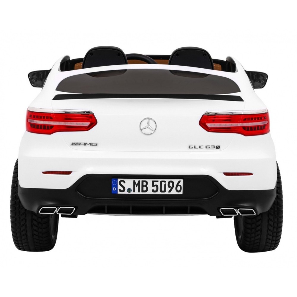 JOKO Elektrické autíčko Mercedes 4x4 GLC 63S, LCD Displej MP4, penové kolesá, kožené sedadlo, biele