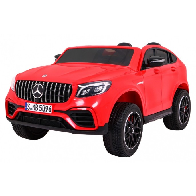 JOKO Elektrické autíčko Mercedes 4x4 GLC 63S, LCD Displej MP4, penové kolesá, kožené sedadlo, červené
