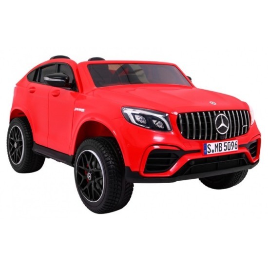 JOKO Elektrické autíčko Mercedes 4x4 GLC 63S, LCD Displej MP4, penové kolesá, kožené sedadlo, červené