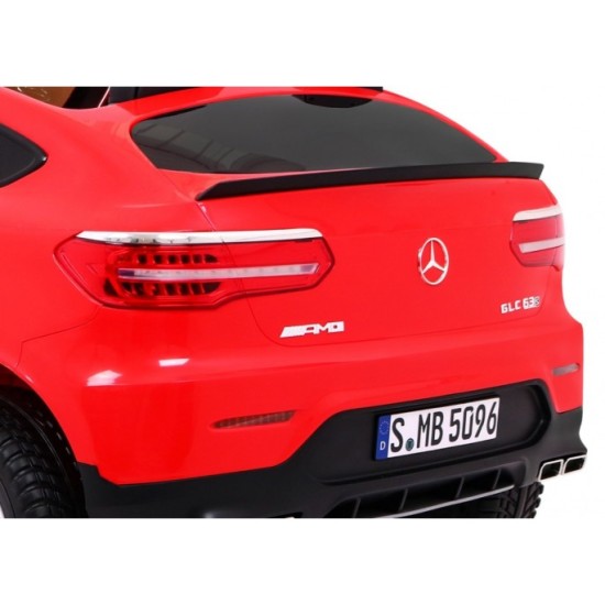 JOKO Elektrické autíčko Mercedes 4x4 GLC 63S, LCD Displej MP4, penové kolesá, kožené sedadlo, červené