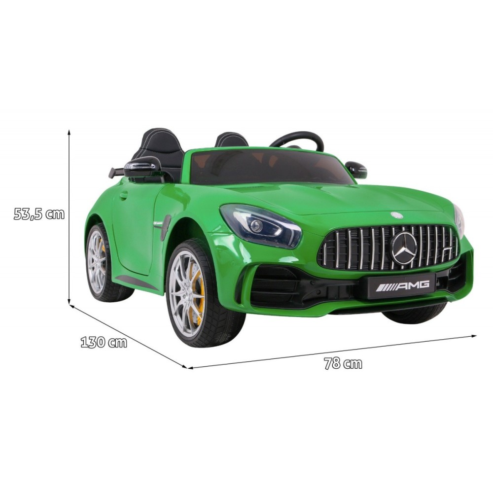 JOKO Elektrické autíčko Mercedes-Benz GT R 4x4, LAKOVANÉ, Dvojmiestne, Penové kolesá, kožené sedadlo, FM rádio, zelené