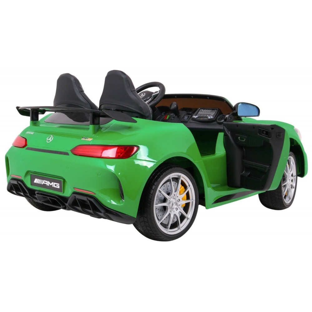 JOKO Elektrické autíčko Mercedes-Benz GT R 4x4, LAKOVANÉ, Dvojmiestne, Penové kolesá, kožené sedadlo, FM rádio, zelené