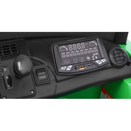 JOKO Elektrické autíčko Mercedes-Benz GT R 4x4, LAKOVANÉ, Dvojmiestne, Penové kolesá, kožené sedadlo, FM rádio, zelené
