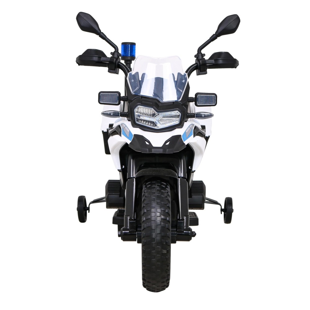 JOKO Elektrická Motorka BMW F850 GS Polícia, penové kolesá, modrý maják, zvuky sirény, policajná