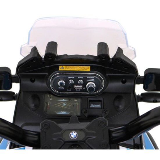 JOKO Elektrická Motorka BMW F850 GS Polícia, penové kolesá, modrý maják, zvuky sirény, policajná