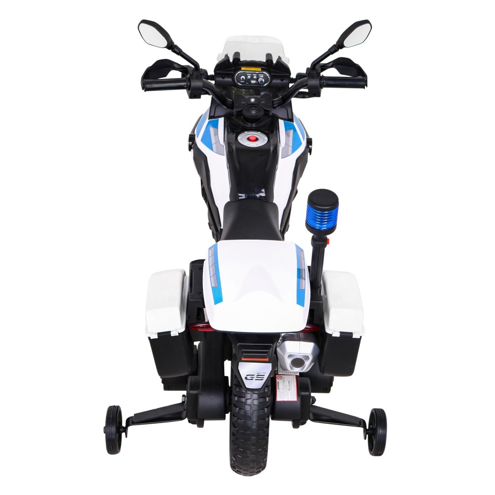 JOKO Elektrická Motorka BMW F850 GS Polícia, penové kolesá, modrý maják, zvuky sirény, policajná