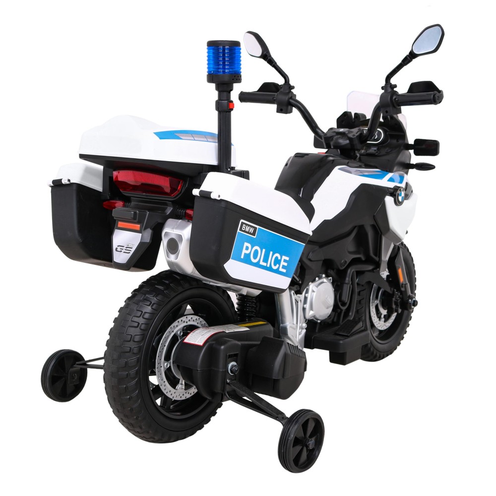 JOKO Elektrická Motorka BMW F850 GS Polícia, penové kolesá, modrý maják, zvuky sirény, policajná