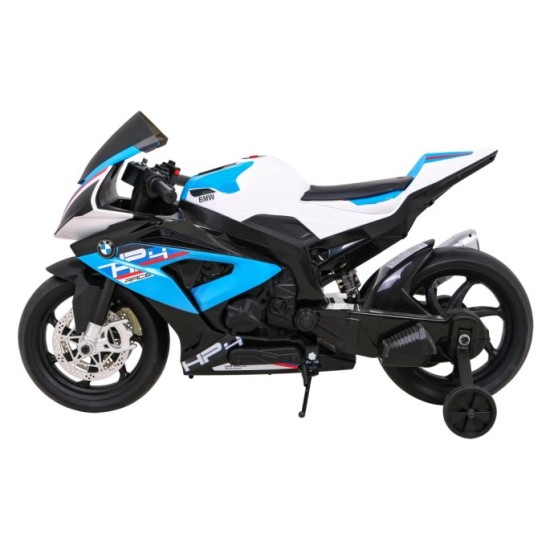 JOKO Elektrická motorka BMW HP4 121cm, penové kolesá, kožené sedadlo, modrá