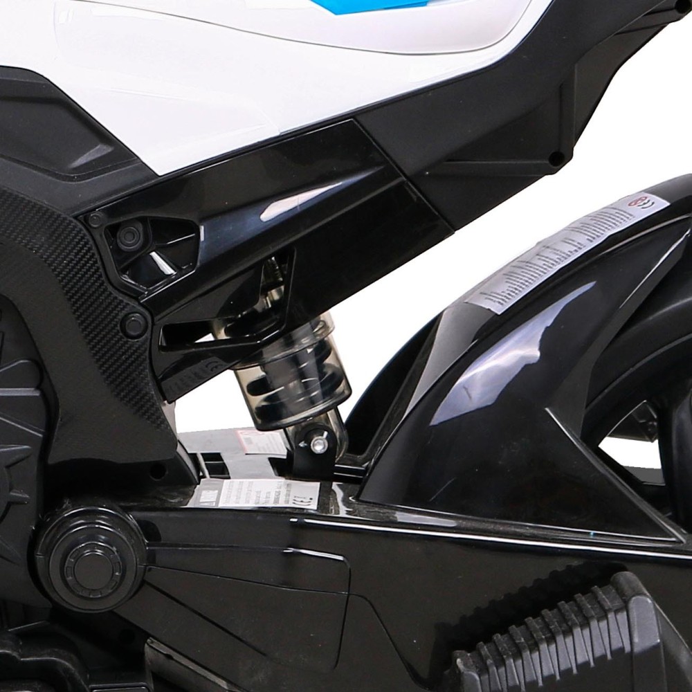 JOKO Elektrická motorka BMW HP4 121cm, penové kolesá, kožené sedadlo, modrá