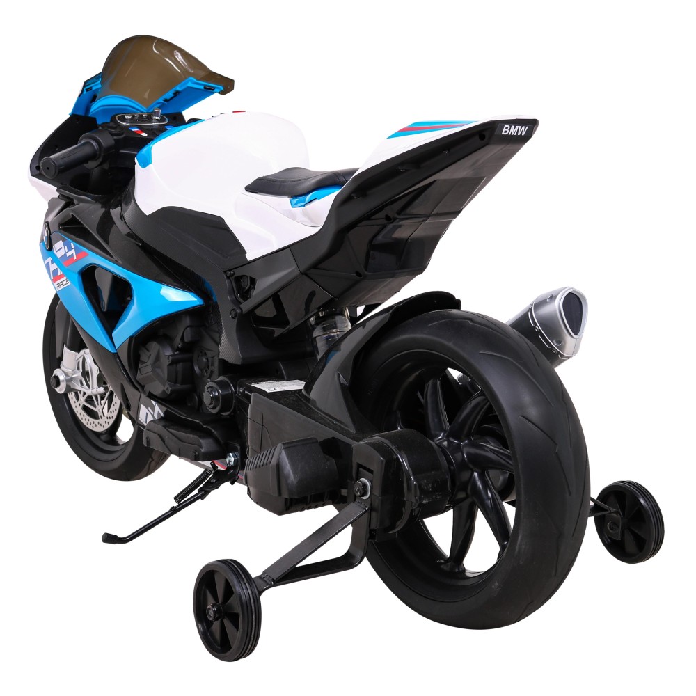 JOKO Elektrická motorka BMW HP4 121cm, penové kolesá, kožené sedadlo, modrá