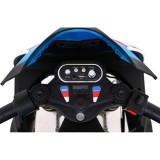 JOKO Elektrická motorka BMW HP4 121cm, penové kolesá, kožené sedadlo, modrá