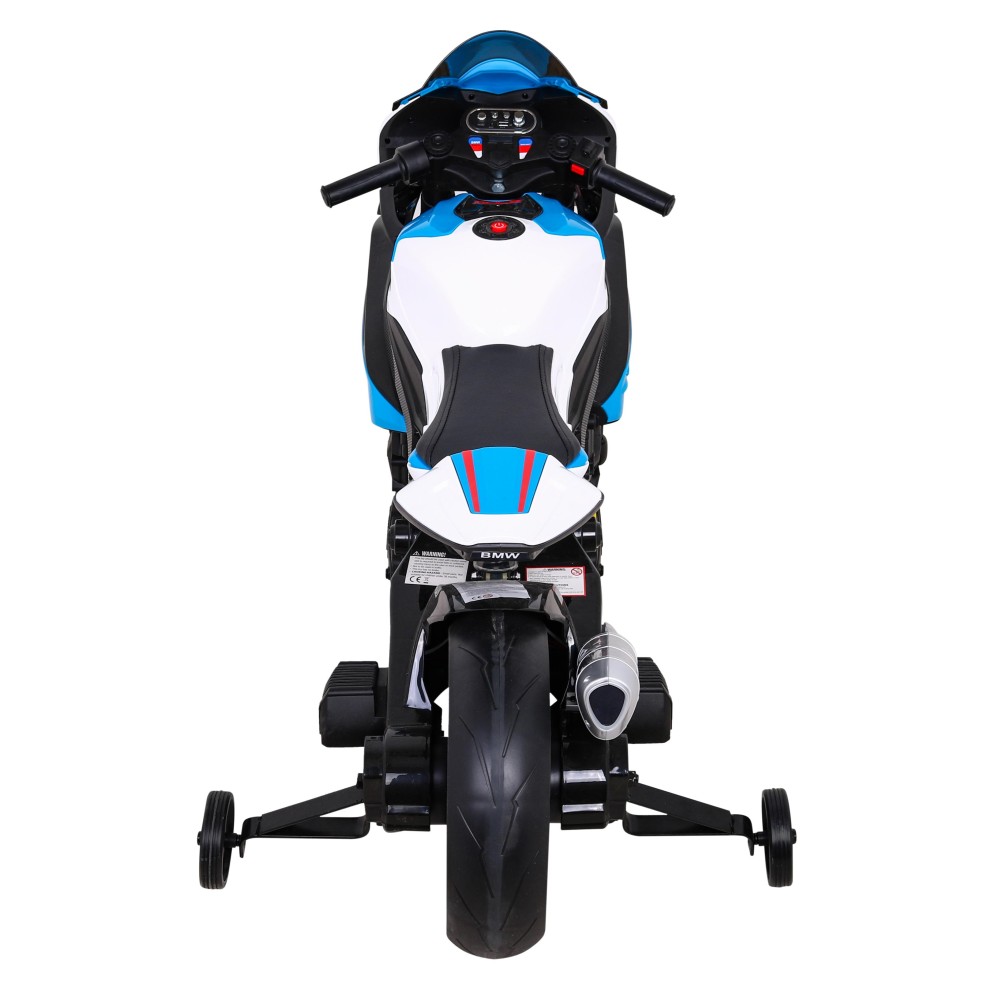 JOKO Elektrická motorka BMW HP4 121cm, penové kolesá, kožené sedadlo, modrá