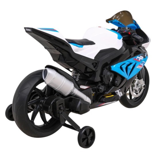 JOKO Elektrická motorka BMW HP4 121cm, penové kolesá, kožené sedadlo, modrá