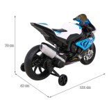 JOKO Elektrická motorka BMW HP4 121cm, penové kolesá, kožené sedadlo, modrá
