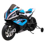 JOKO Elektrická motorka BMW HP4 121cm, penové kolesá, kožené sedadlo, modrá