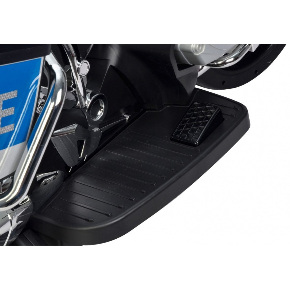 JOKO Elektrická Motorka BMW Polícia, penové kolesá. Led Svetlá + Majáky, strieborná