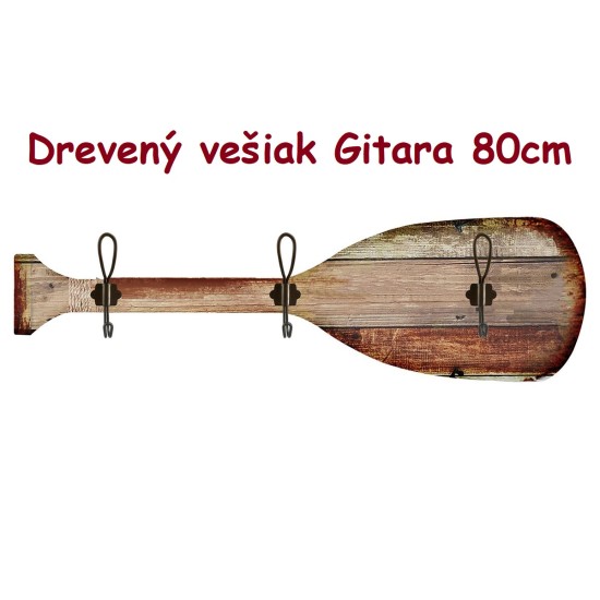 AUTRONIC Drevený vešiak Gitara dekorácia, 3 háčiky, hnedá