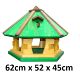 MKSTOR Drevené kŕmitko pre vtáky 62cmx52x45cm, vtáčia búdka, zelená