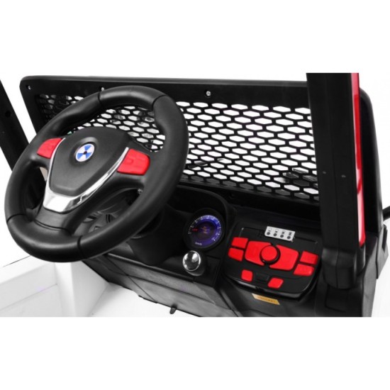 JOKO Elektrické autičko Jeep Raptor 4x4, penové kolesá, USB, FM rádio, kožené sedadlo, biele