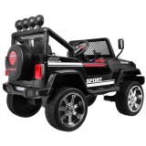JOKO Elektrické autičko Jeep Raptor 4x4, penové kolesá, USB, FM rádio, kožené sedadlo, čierne