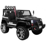 JOKO Elektrické autičko Jeep Raptor 4x4, penové kolesá, USB, FM rádio, kožené sedadlo, čierne