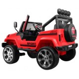 JOKO Elektrické autičko Jeep Raptor 4x4, penové kolesá, USB, FM rádio, kožené sedadlo, červené