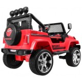 JOKO Elektrické autičko Jeep Raptor 4x4, penové kolesá, USB, FM rádio, kožené sedadlo, červené