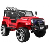 JOKO Elektrické autičko Jeep Raptor 4x4, penové kolesá, USB, FM rádio, kožené sedadlo, červené