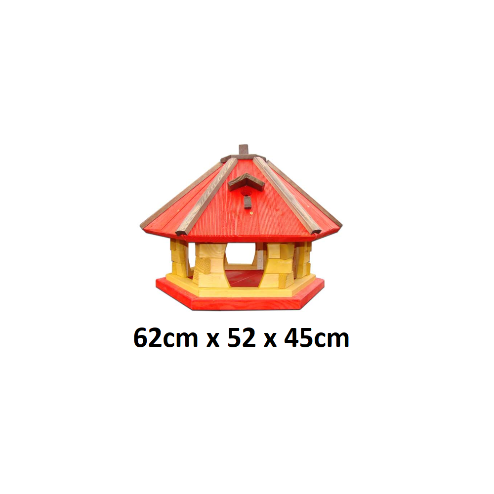 MKSTOR Drevené kŕmitko pre vtáky 62cmx52x45cm, vtáčia búdka, červená