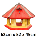 MKSTOR Drevené kŕmitko pre vtáky 62cmx52x45cm, vtáčia búdka, červená